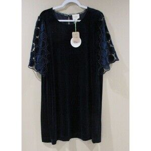 NWT UMGEE Velvet Dress Women 2X Blue Knee Length MSRP 59.00